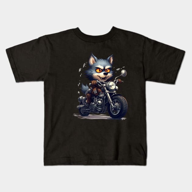 Fox Biker Kids T-Shirt by Nenok